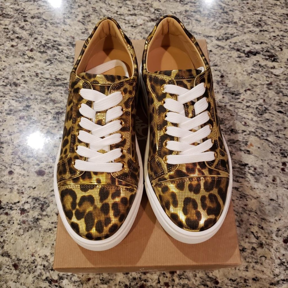 NEW Christian Louboutin Metallic Leopard Size 38.5